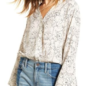 Anthropologie Flower Print Blouse